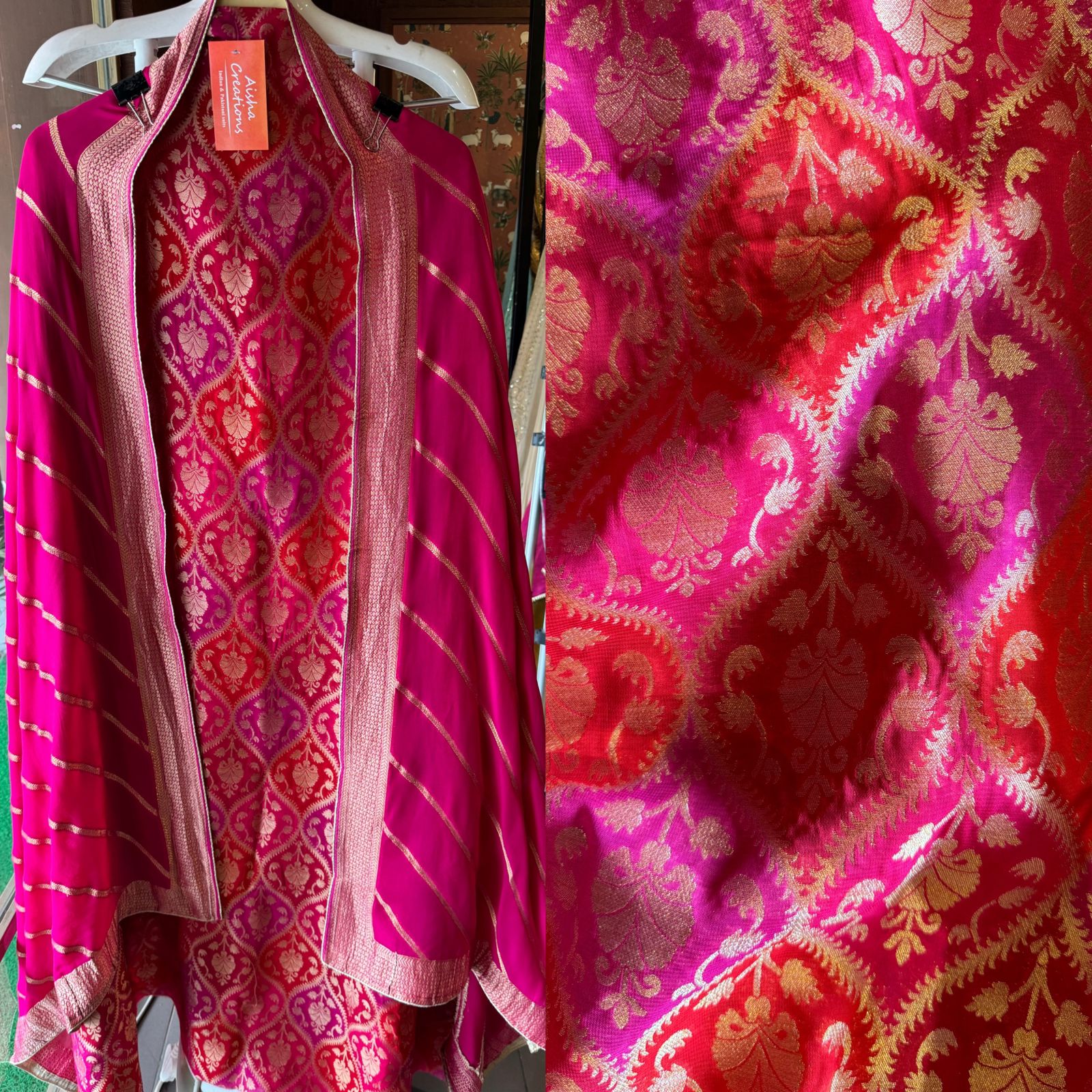 Pure banarsi Georgette shirt Unstitched and Full size shirt